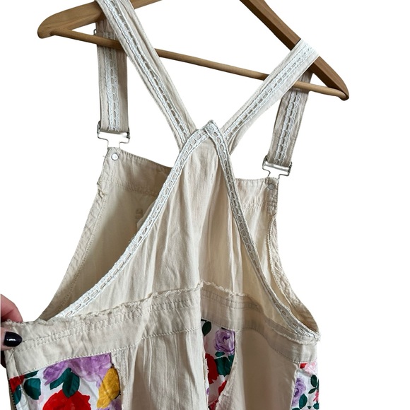 POL Mixed Print Patchwork Overall Dress in Oatmilk - Picture 11 of 11